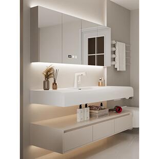 2026新款奶油风卫生间可丽耐陶瓷一体式洗手脸盆浴室柜组合洗漱台