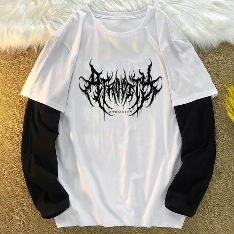 Letter printed pullover top, long sleeved T-shirt, women's