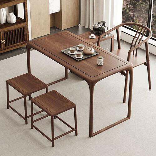 榆木阳台茶桌椅组合家用小型休闲茶台禅意实木新中式茶几喝茶桌椅