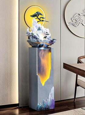 落地流水摆件循环水新中式客厅假山喷泉水景玄关办公室装饰水幕墙
