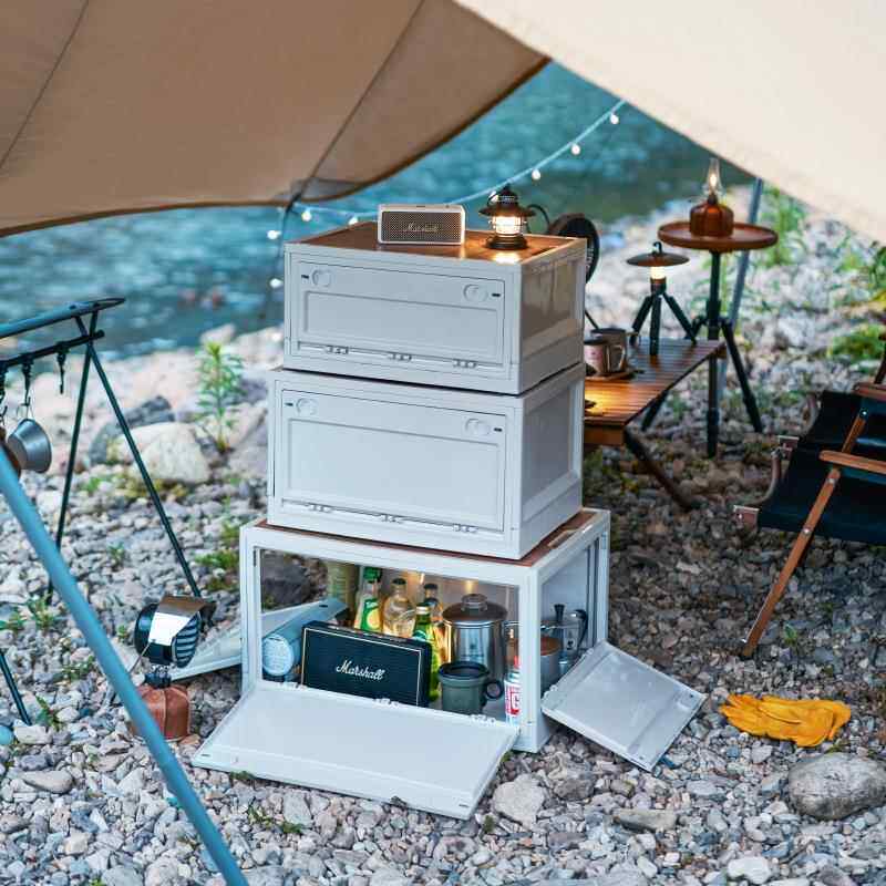 五开门露营户外收纳箱收箱免安装便式木露营收纳盖折叠车载后备箱