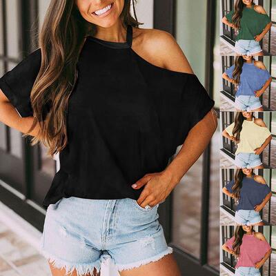 Short sleeved T-shirt off shoulder top women's clothing