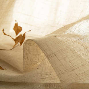 纱纱帘人阳台不透奶油色纱原木防晒透光隔热亚麻棉麻客厅卧室日式