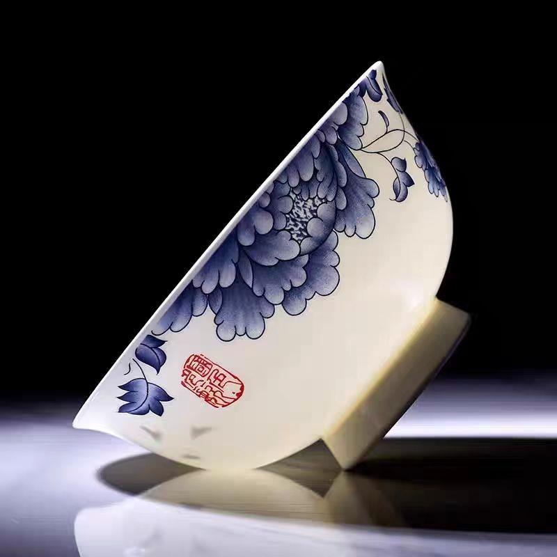 景德镇釉中彩青花瓷餐具套装碗碟家用中式骨瓷陶瓷组合微波炉适用