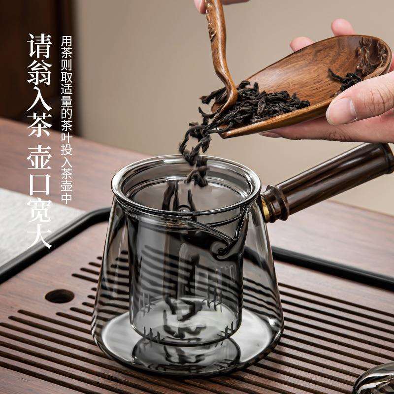 新中式高硼硅玻璃暮光侧把壶茶具套装耐热玻璃大容量泡茶壶可