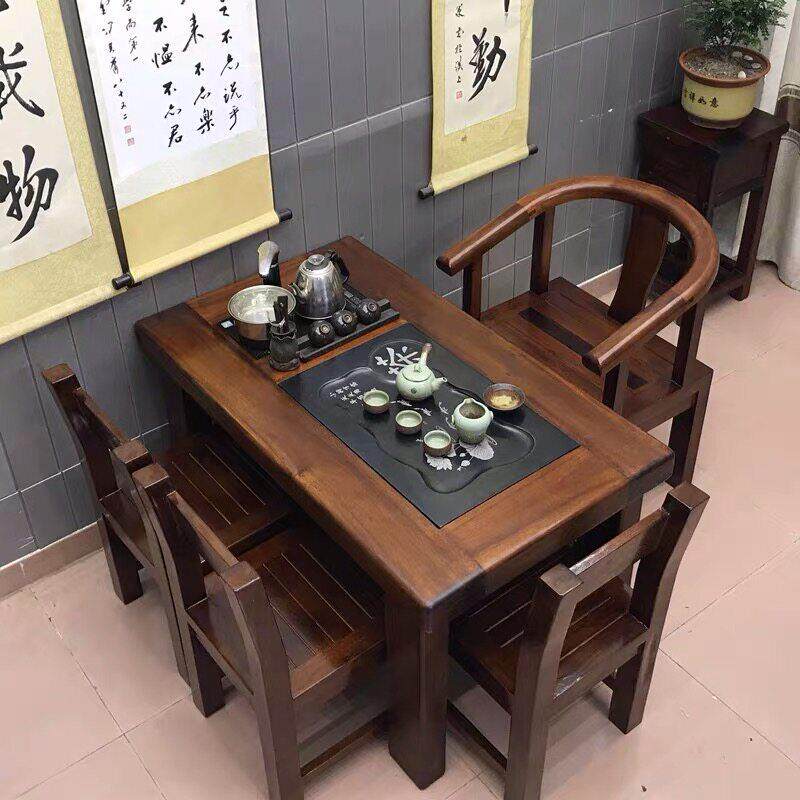 老船木茶桌椅组合中式家俱纯实木办公室功夫茶台小型客厅阳台茶几