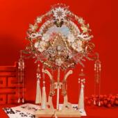 团扇新娘结婚diy秀禾材料婚扇高级婚礼双面扇子喜扇成品出嫁红色
