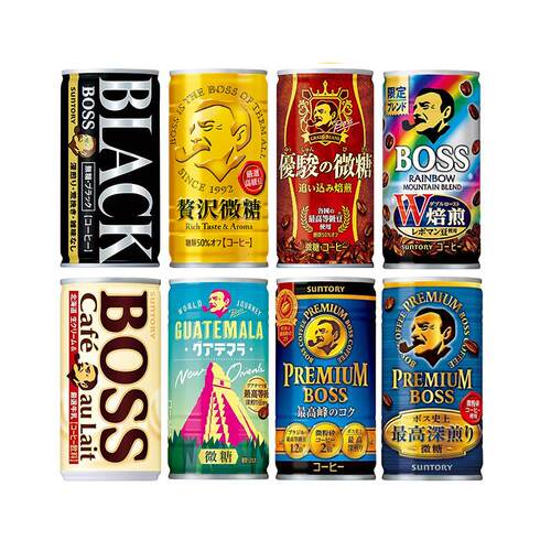 日本进口SUNTORY三得利Boss咖啡美式彩虹即饮黑咖啡牛奶拿铁饮料