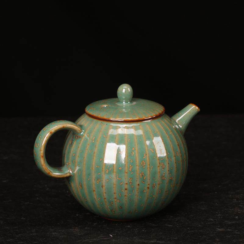 熹钧窑小茶壶家用陶瓷功夫高档言泡茶钧瓷小圆单壶壶球孔过滤泡茶