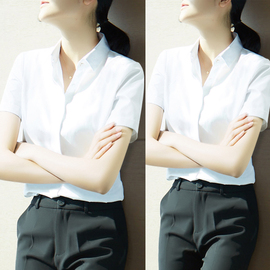 雀后白衬衫女短袖职业2024夏季薄款工装高级感气质正装工作服衬衣