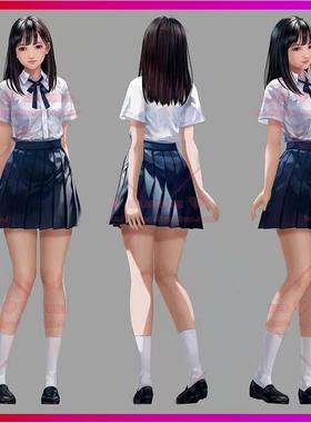 C4D/MAX/FBX/Blende/OBJ卡通人物模型3D女学生AI女孩动漫角色素材