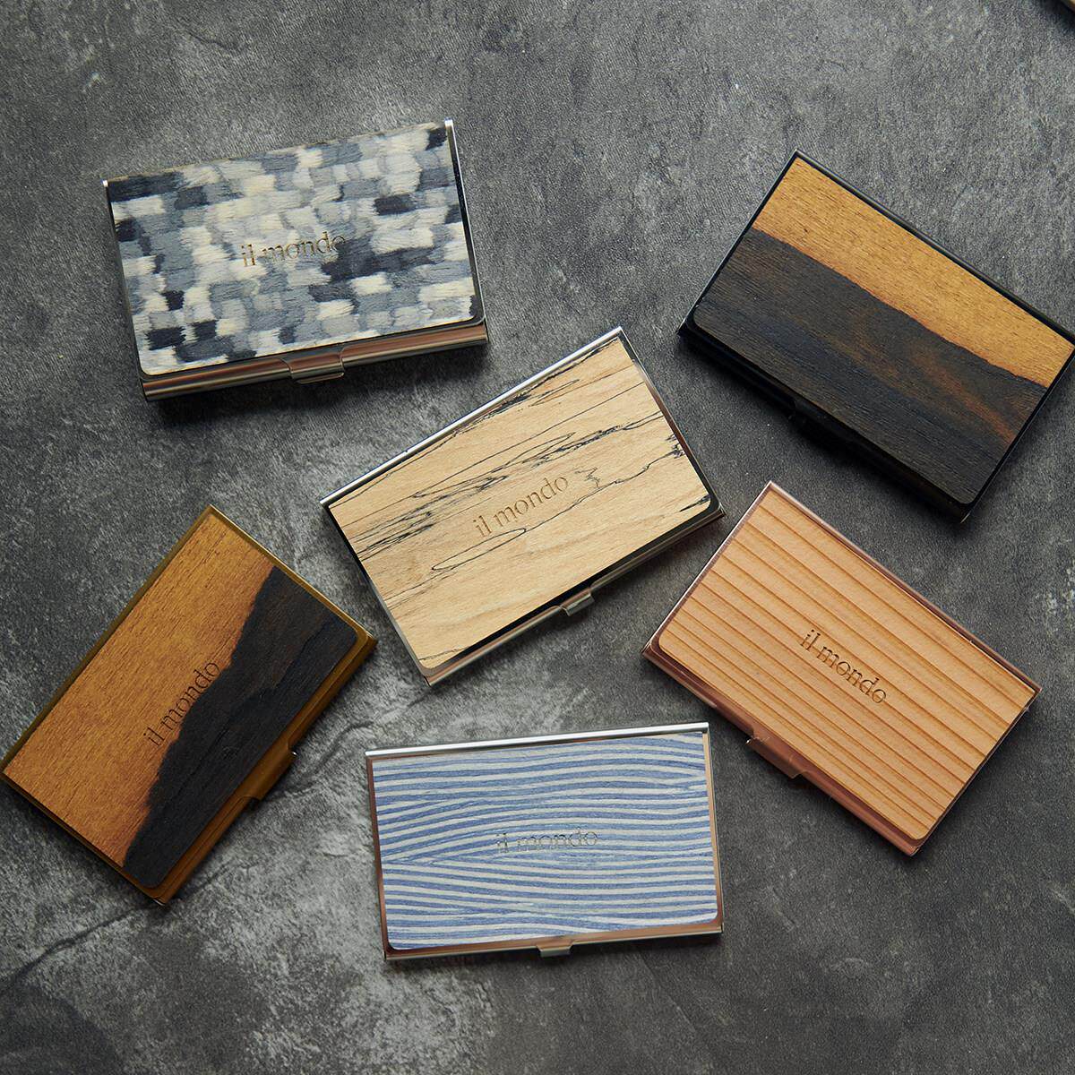 定制刻字创意木质名片盒不锈钢高档商务金属名片夹可携式男女卡包