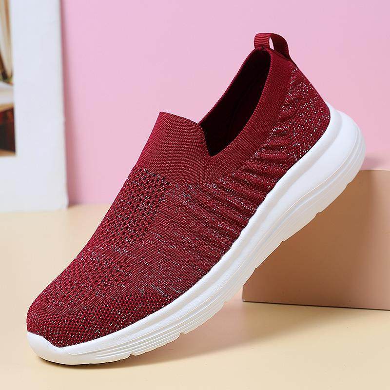 新款休闲时尚女鞋透气飞织平底单鞋旅游鞋一脚蹬女士户外运动鞋,女鞋,时尚休闲鞋,淘宝优惠券,粉丝福利购,淘宝优惠卷