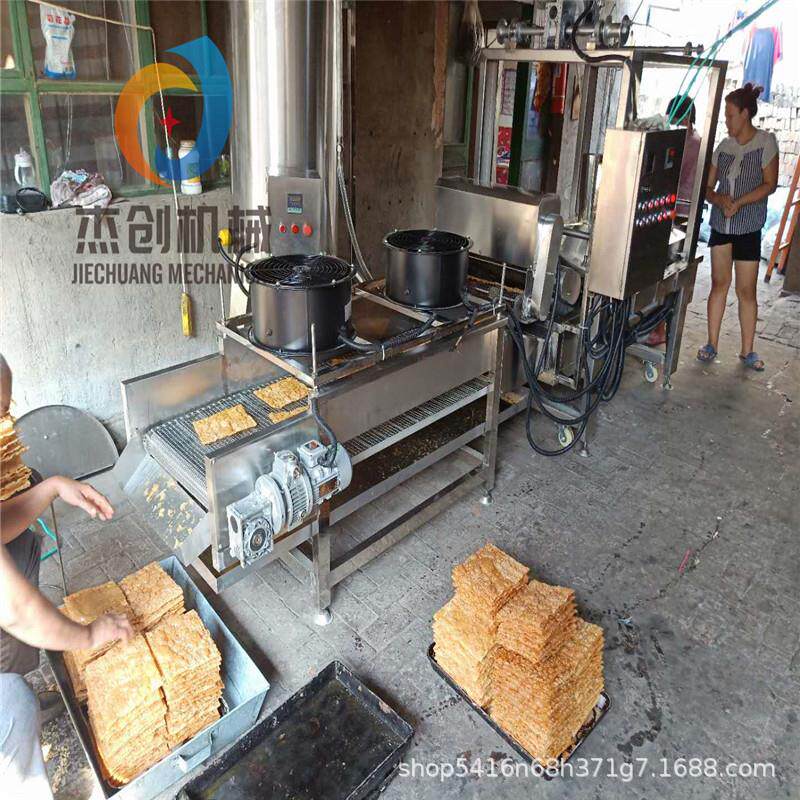 煎饼果子薄脆油炸设备 连续式春卷皮油炸设备 技术指导薄脆油炸机