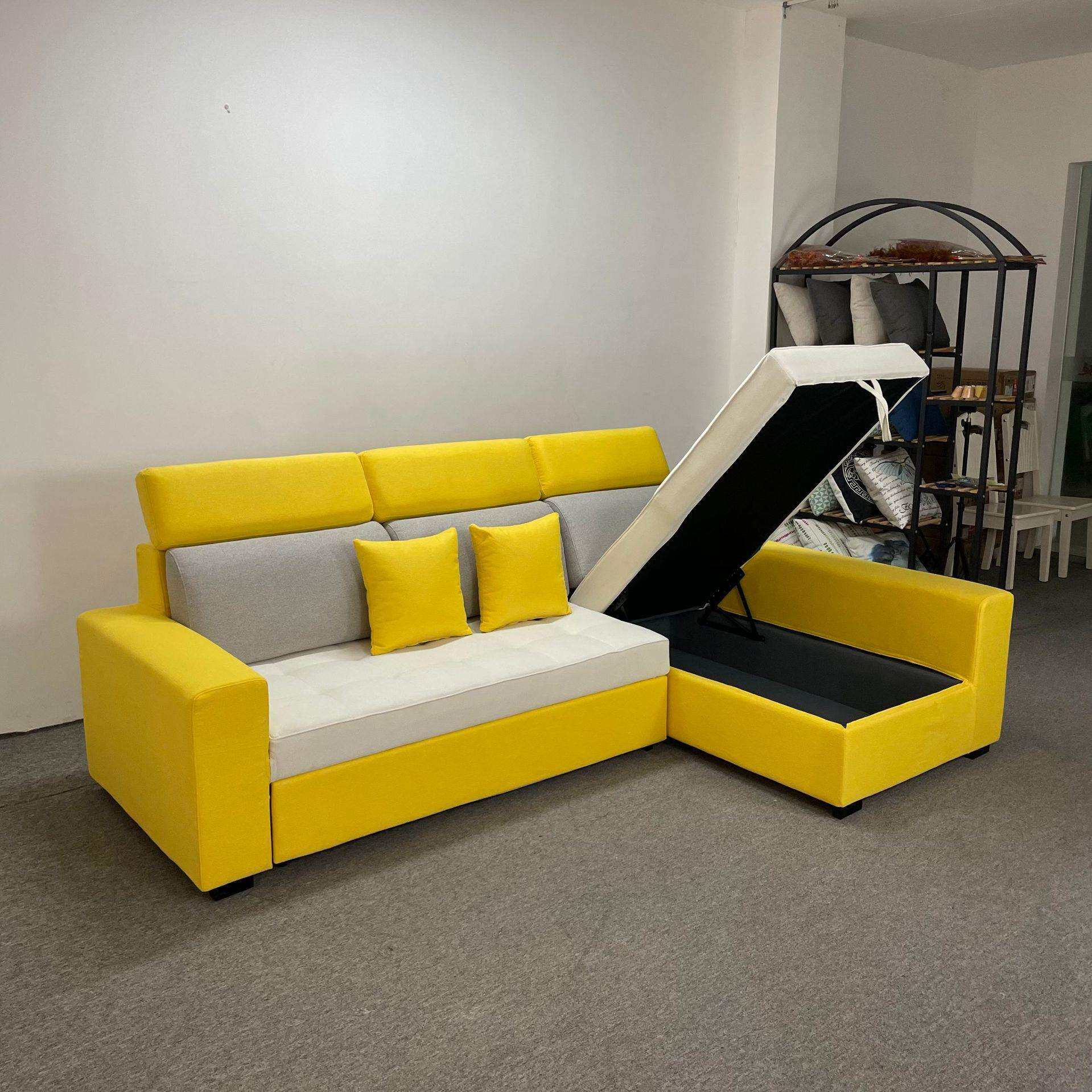 小户型沙发床两用可折叠多功能带贵妃收纳布艺款沙发床客厅两用