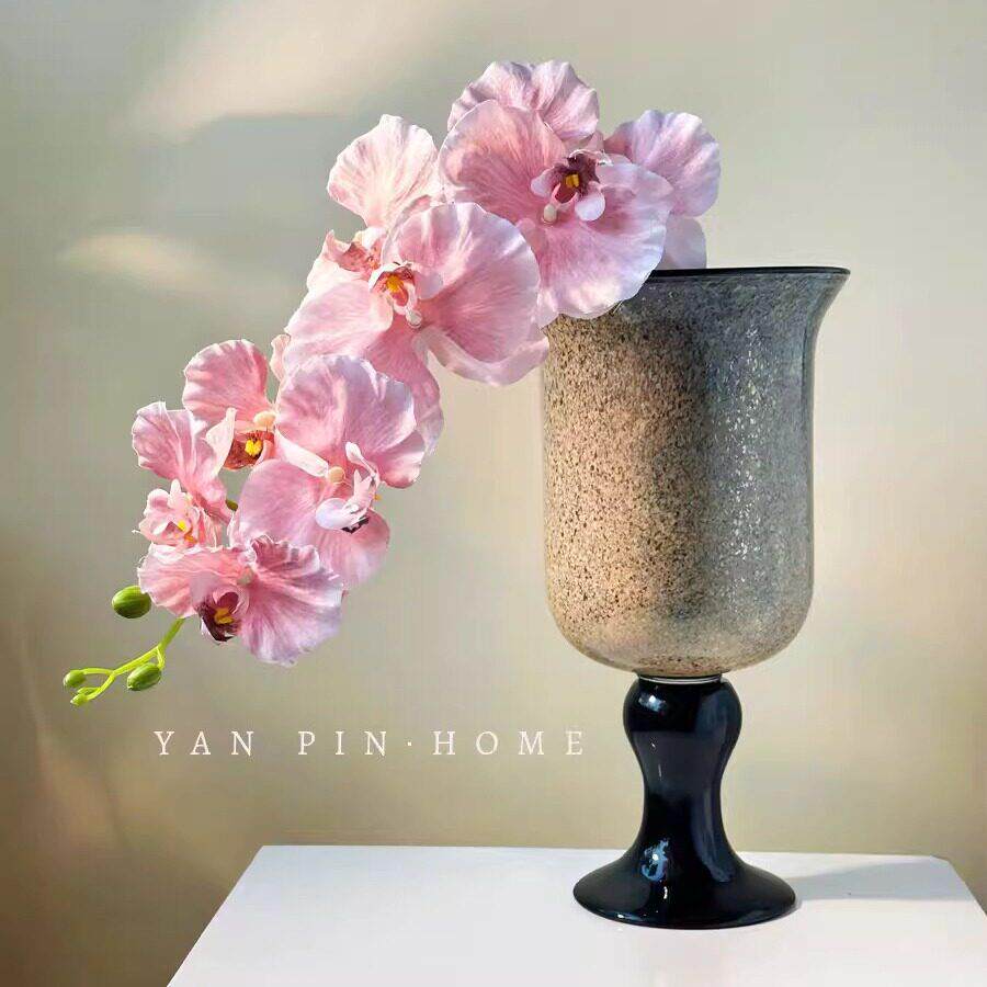 中古风级感手工琉璃脚风灯花客厅插花装饰摆件复古餐桌花器