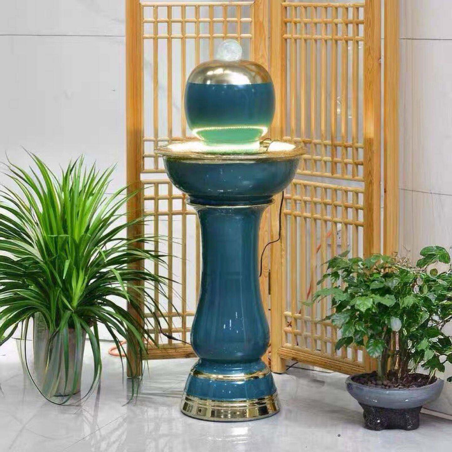 陶瓷流水喷泉摆件循环水鱼缸招财风水轮办公室客厅装饰水景观落地