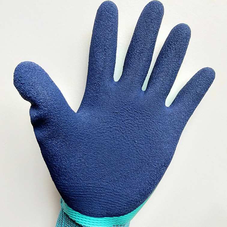 红宇牌掌中星L866涂胶手套工地劳保环卫干活农民星宇手部防护蓝色