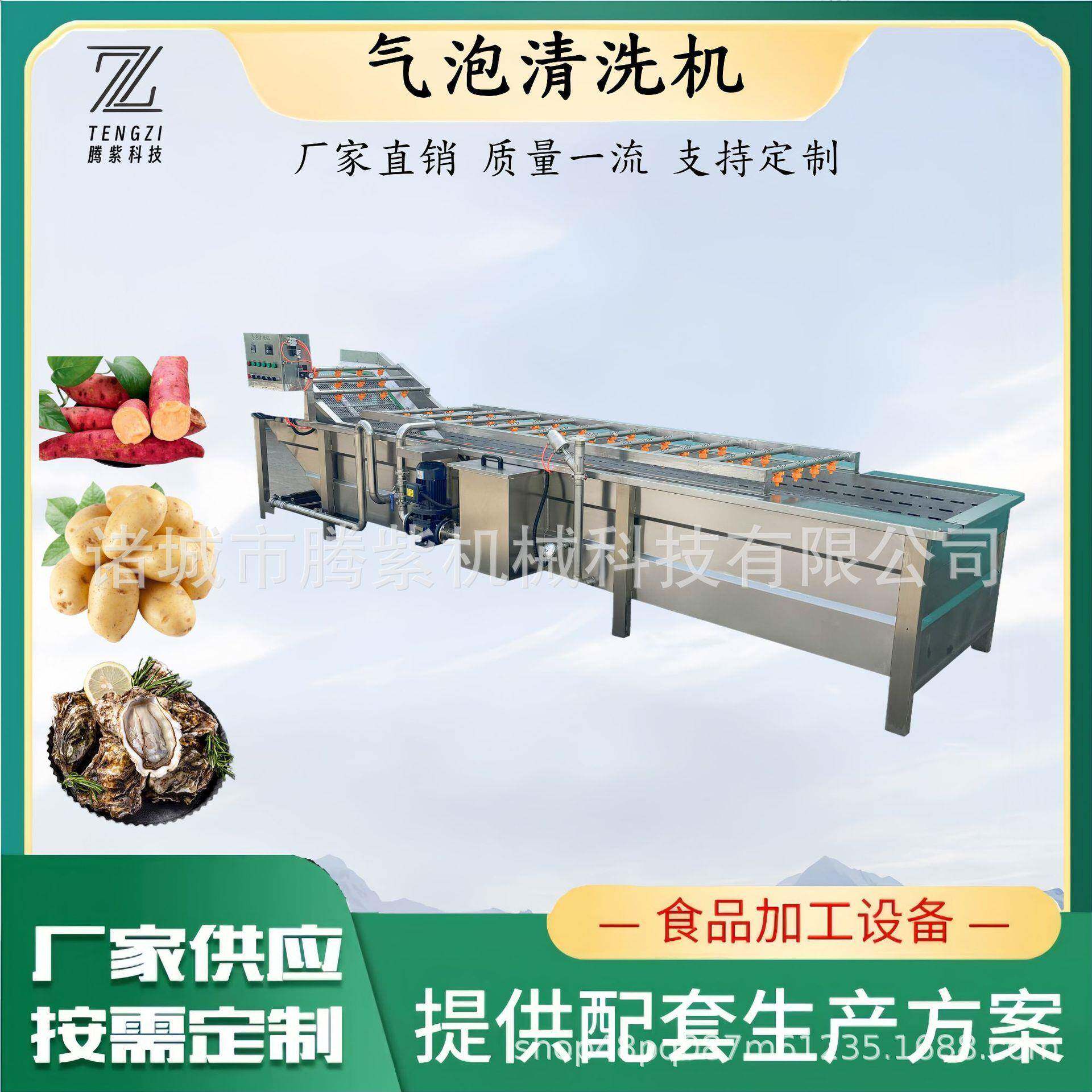 中草药清洗机鱼腥草气泡清洗机连续式中药材清洗加工切片产线