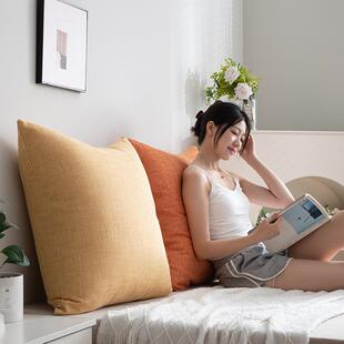 靠背枕抱枕沙发亚麻靠枕大号靠垫床上榻榻米床头客厅素色靠枕头