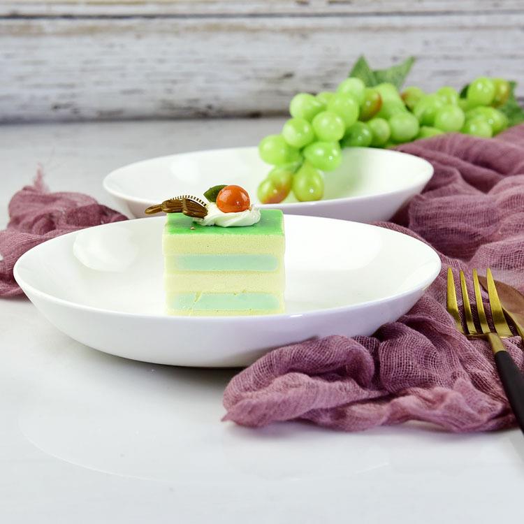 纯白礼品餐具8寸饭盘酒店餐厅陶瓷可印制图案骨质瓷深盘