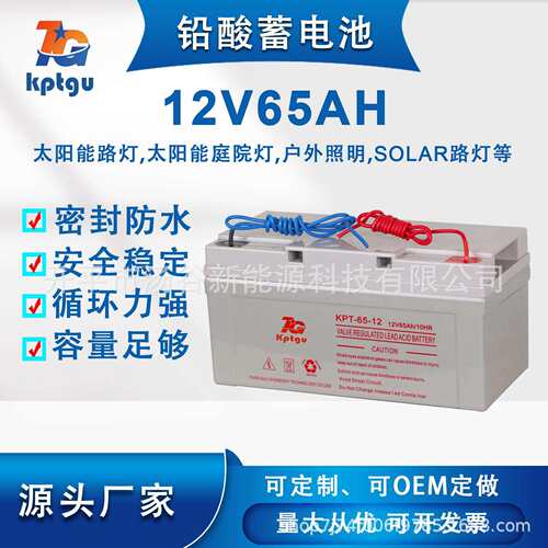 现货铅酸储能电池12V65AH户外照明系统用免维护储能铅酸蓄电池