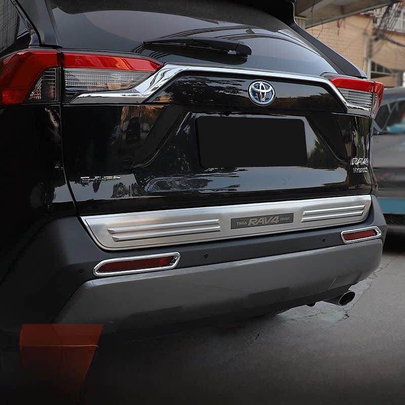2345 Rav4荣芳威兰达后挡板饰板后保险杠保护贴片后备箱亮条配件