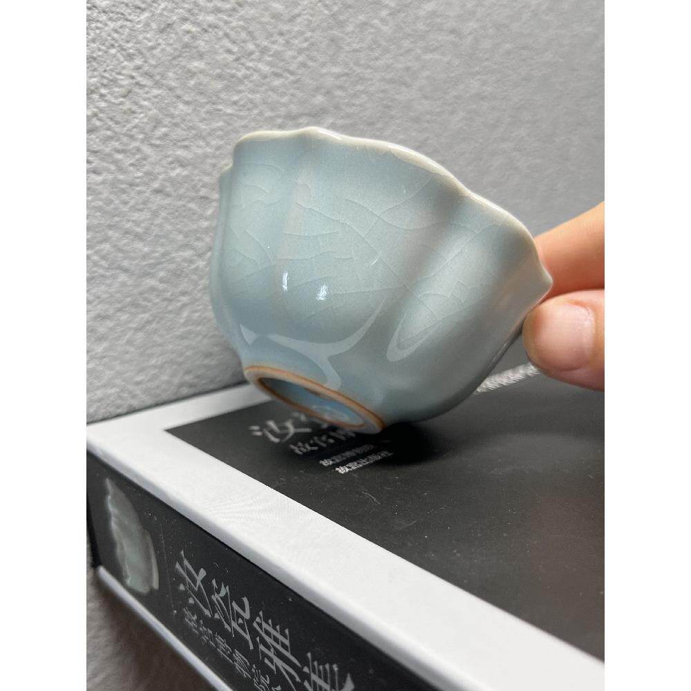 汝州原产地汝瓷茶具朱家汝窑主人杯天青玛瑙釉中式茶具开片宝相杯