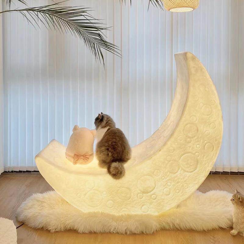 设师北欧红T5445厅客月亮灯卧室户外样板间氛围装饰躺网椅计月牙