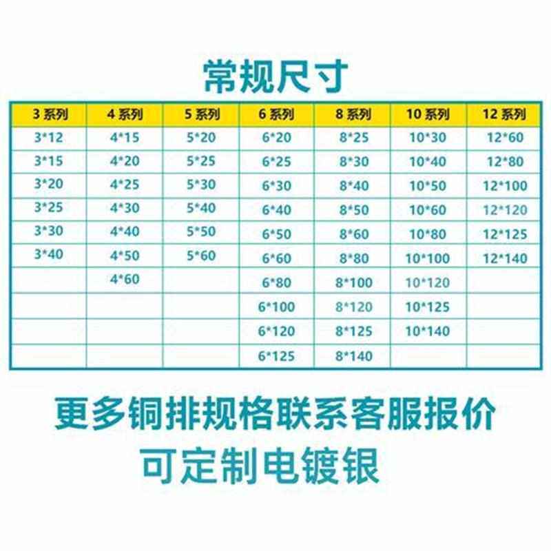 铜排镀锡扁条接地排镀锌配电箱加工定制t2紫铜母线排零排冲孔铜条