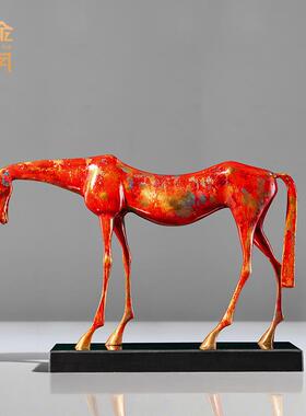 铜金岁月古道西风瘦马黄铜摆件抽象造型铜马摆件客厅博古架铜摆件