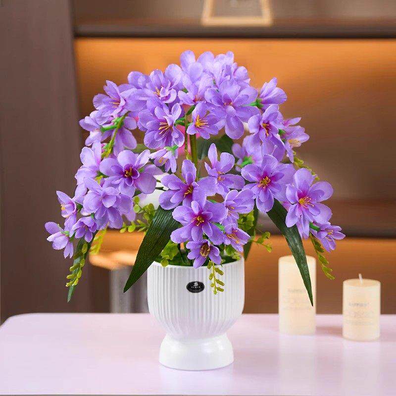 彷真香雪兰花摆设餐桌摆花装饰花蝴蝶兰假花干 干燥花轻奢高档花