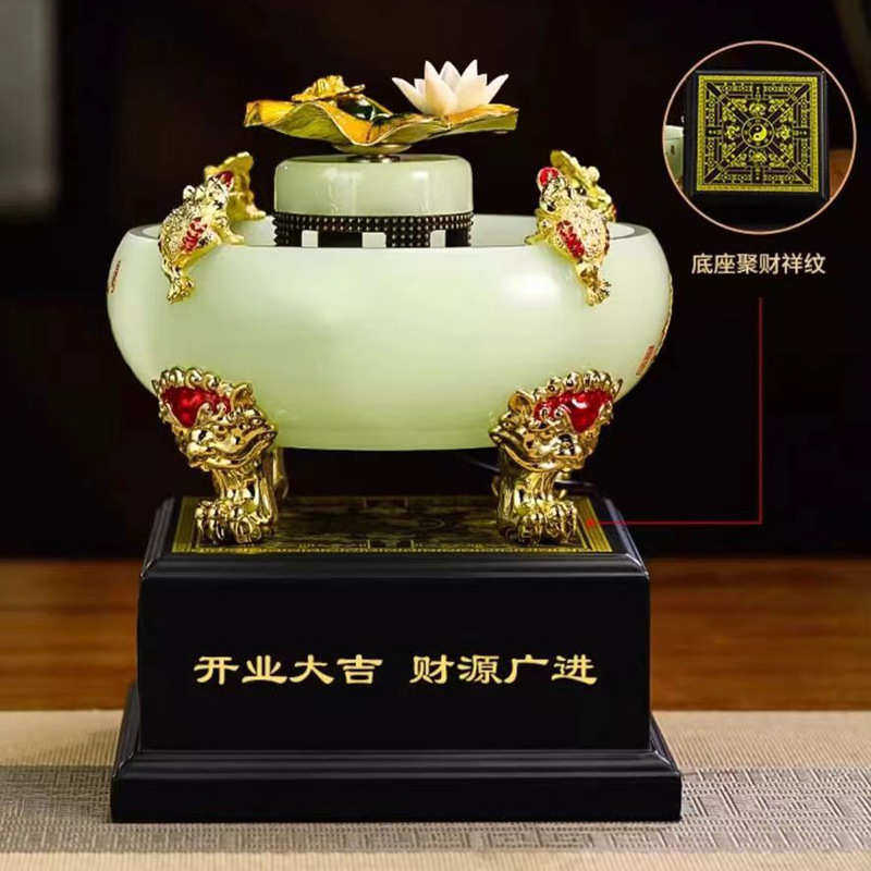 招财金蟾财源滚滚琉璃玉聚宝盆带加湿摆件办公室店铺公司开业礼品