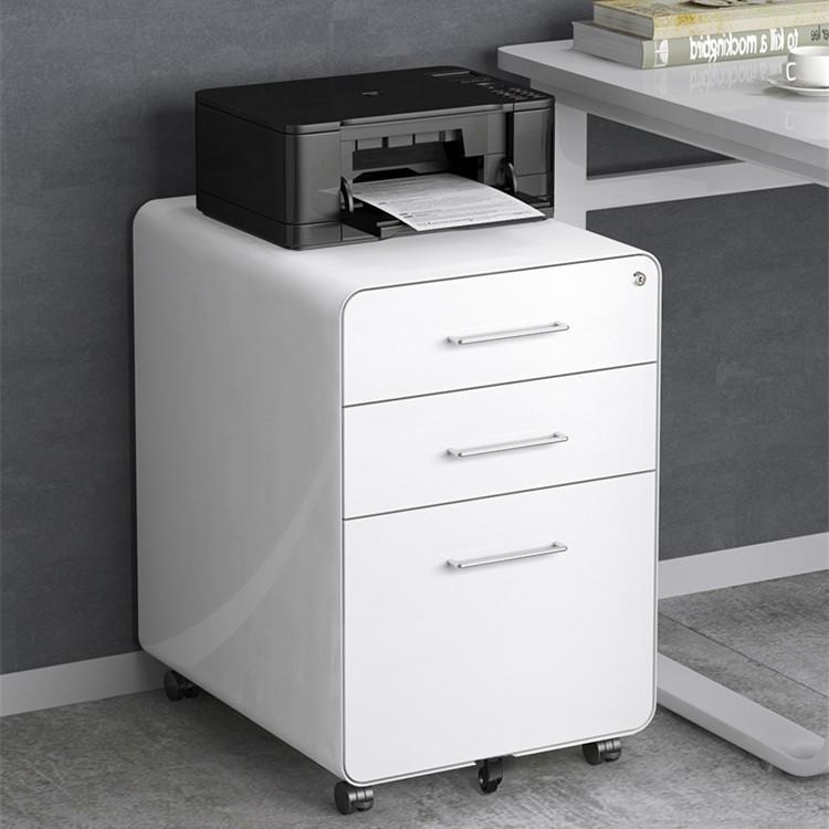 钢制活动柜办公桌下柜移动文件柜矮柜带锁三抽屉储物柜带轮移动柜