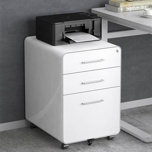 钢制活动柜办公桌下柜移动文件柜矮柜带锁三抽屉储物柜带轮移动柜