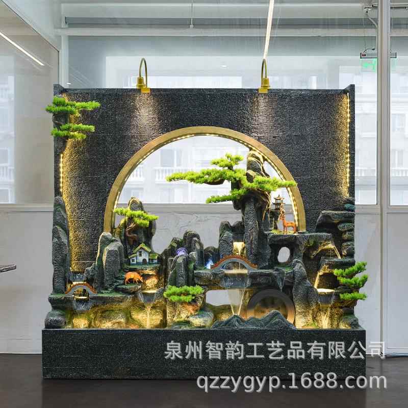 假山喷泉水幕墙流水摆件客厅风水轮落地餐厅办公室阳台流水墙