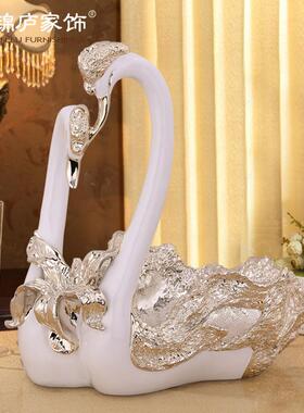 欧式天鹅水果盘摆件树脂工艺品工艺品储物罐摆设餐桌客厅茶几摆件