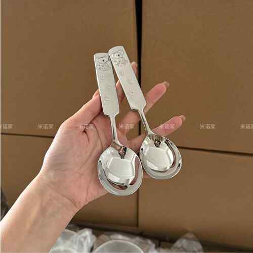 米诺家18-10不锈钢家用儿童专用勺调羹勺卡通考拉吃饭喝汤宝宝勺