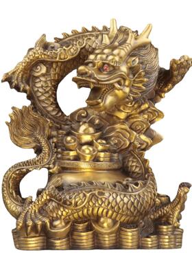 杨铜记 铜龙摆件 聚宝盆龙 铜龙工艺品家居办公室 聚宝盆盘龙