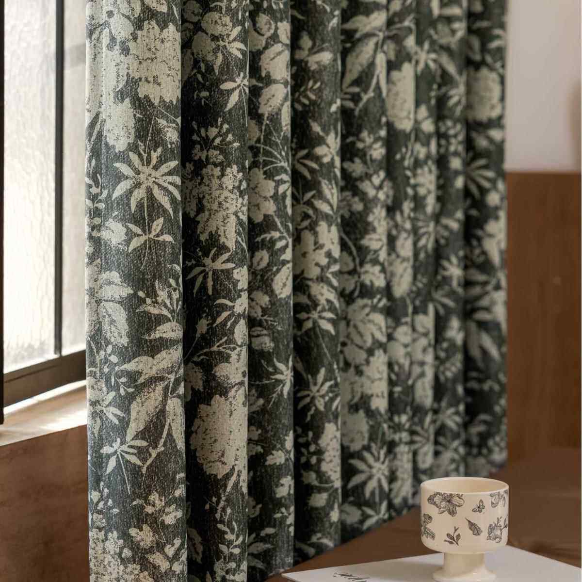 1PC新款法式花园绿窗帘客厅卧室装饰窗帘个性装饰穿杆窗纱窗帘