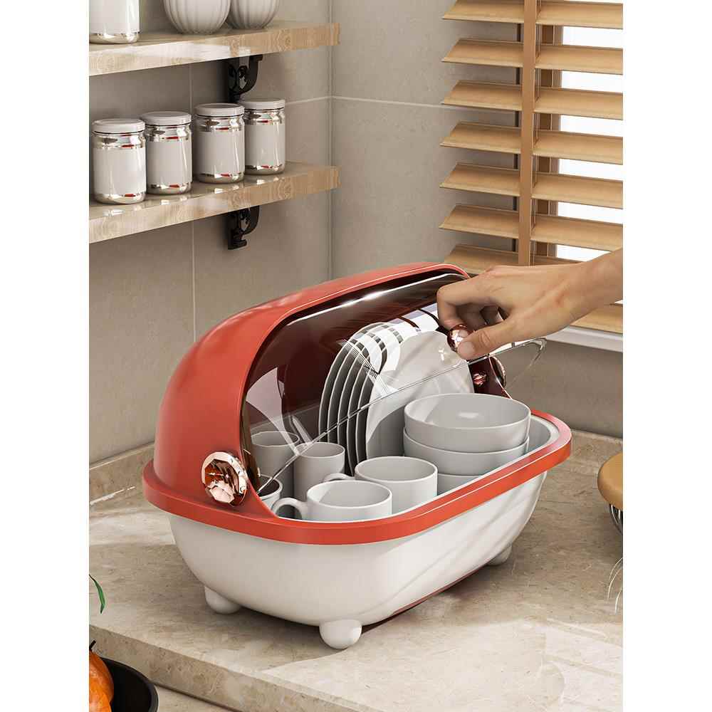 沥水碗柜带盖厨房餐具放碗碟收纳盒小型碗筷收纳箱放碗碟置物架