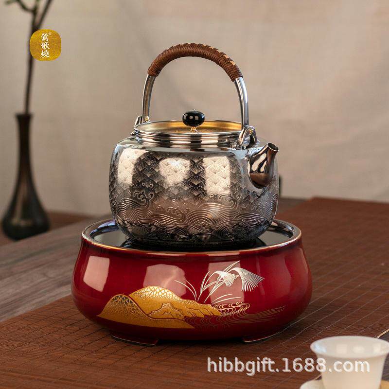 莺歌烧不锈钢水壶电磁炉316茶壶茶具煮水壶烧水壶大容量提梁壶
