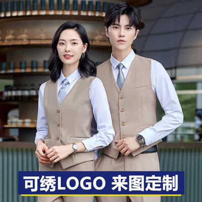台球马甲定制男女餐饮酒店工作服马夹会所俱乐部马甲定制刺绣LOGO