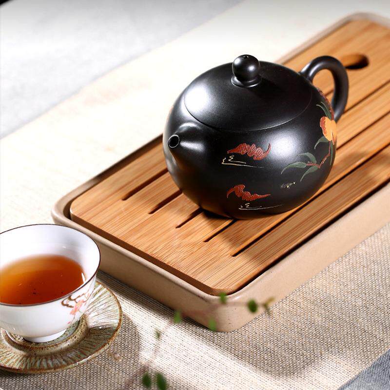 宜兴紫砂壶纯全手工仙桃西施原矿黑泥家用功夫泡茶壶红茶具套装