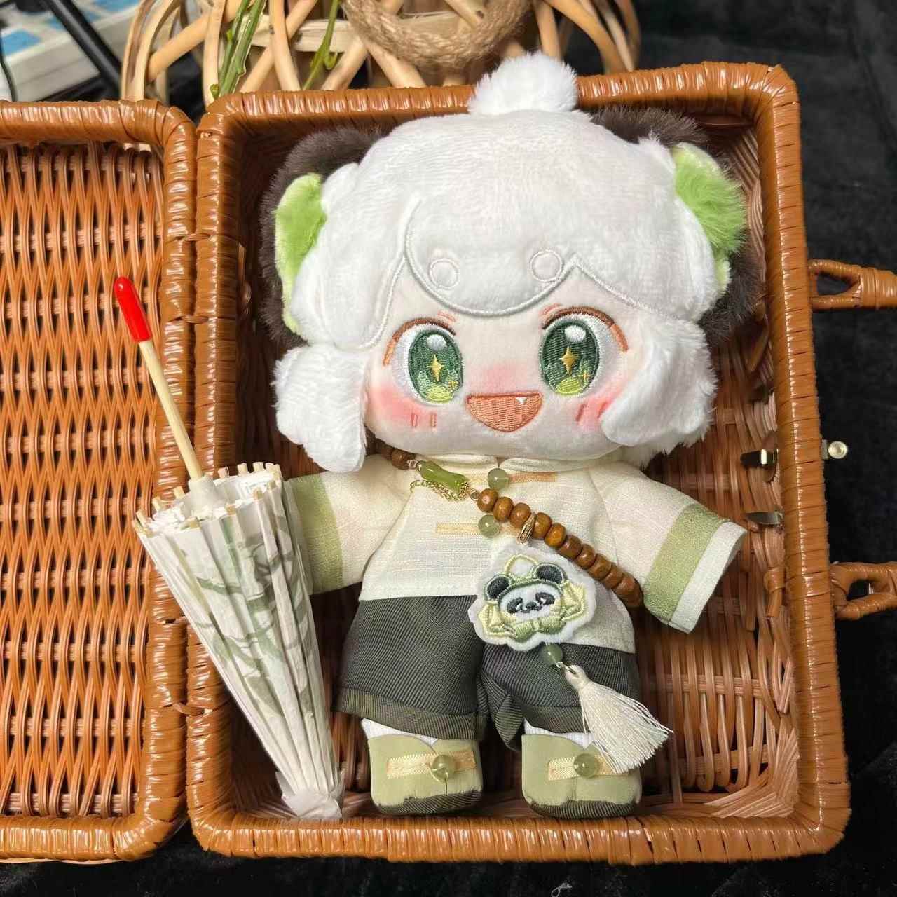 20cm棉花娃娃衣服竹叶熊猫新中式古风汉服娃衣无属性娃衣夏季新款图片