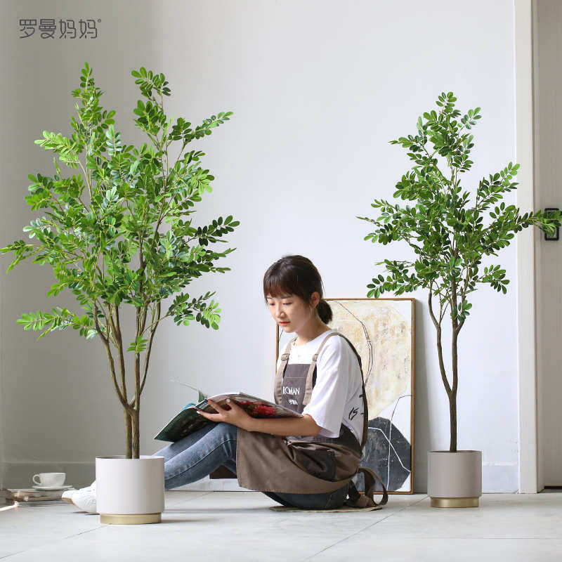 北欧风仿真绿植盆栽黄杨树假树大型客厅落地植物盆景装饰创意摆件