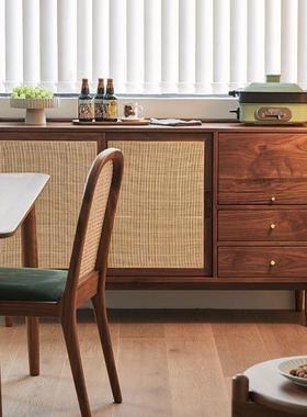 黑桃色木藤编餐边客厅户型茶水小实胡木厨房储物柜一USW体靠墙杂