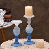 轻奢渐层罗马柱蜡烛烛台玻璃摆件家用高级感香薰底座浪漫婚礼餐桌