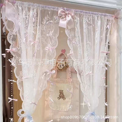 轻奢门帘高级感ins蝴蝶结门帘梦幻珠链少女心氛围卧室门装饰布置