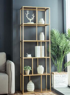 严选ins铁艺置架wyy20240书落架隔断客厅地网红风家用简约金色装